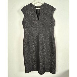 Carmen Marc Valvo Womens Dress 10 Sleeveless Jacquard Paisley Black Cocktail